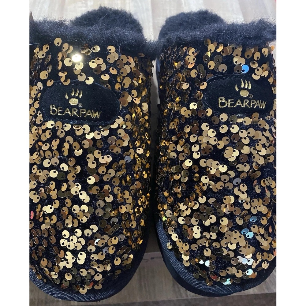 Bearpaw Womens PORTIA Sequin Embellished Slipper Mule BLACK Size 8M With BOX - Picture 5 of 8